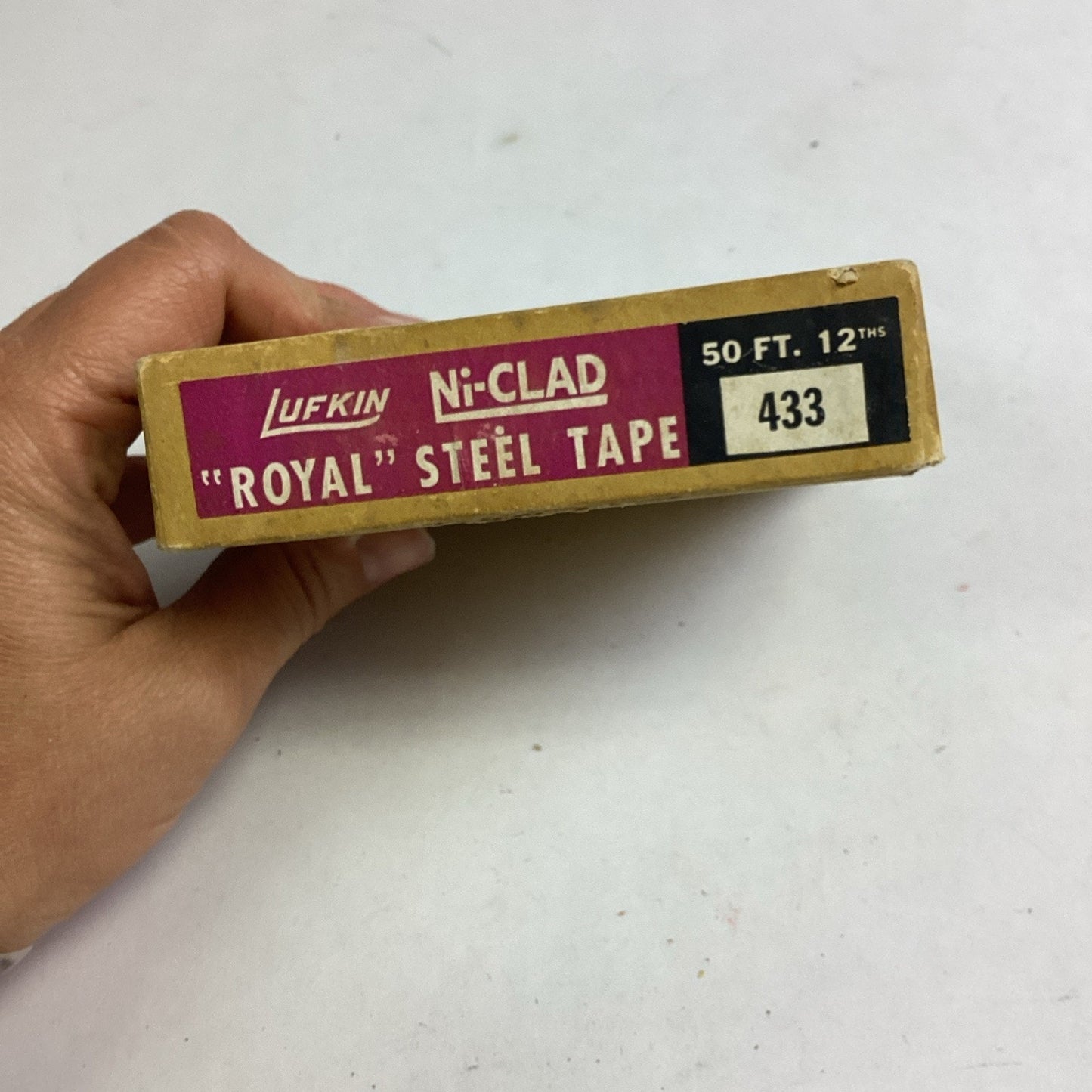 Vintage Lufkin Ni-Clad Royal Steel Tape #433 - 50 Ft - W/ Instructions & Box