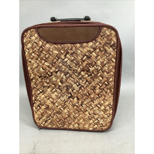 Vintage Woven Luggage Tote Bag - Made In The Phillippines- 12.75x11x3.25”.