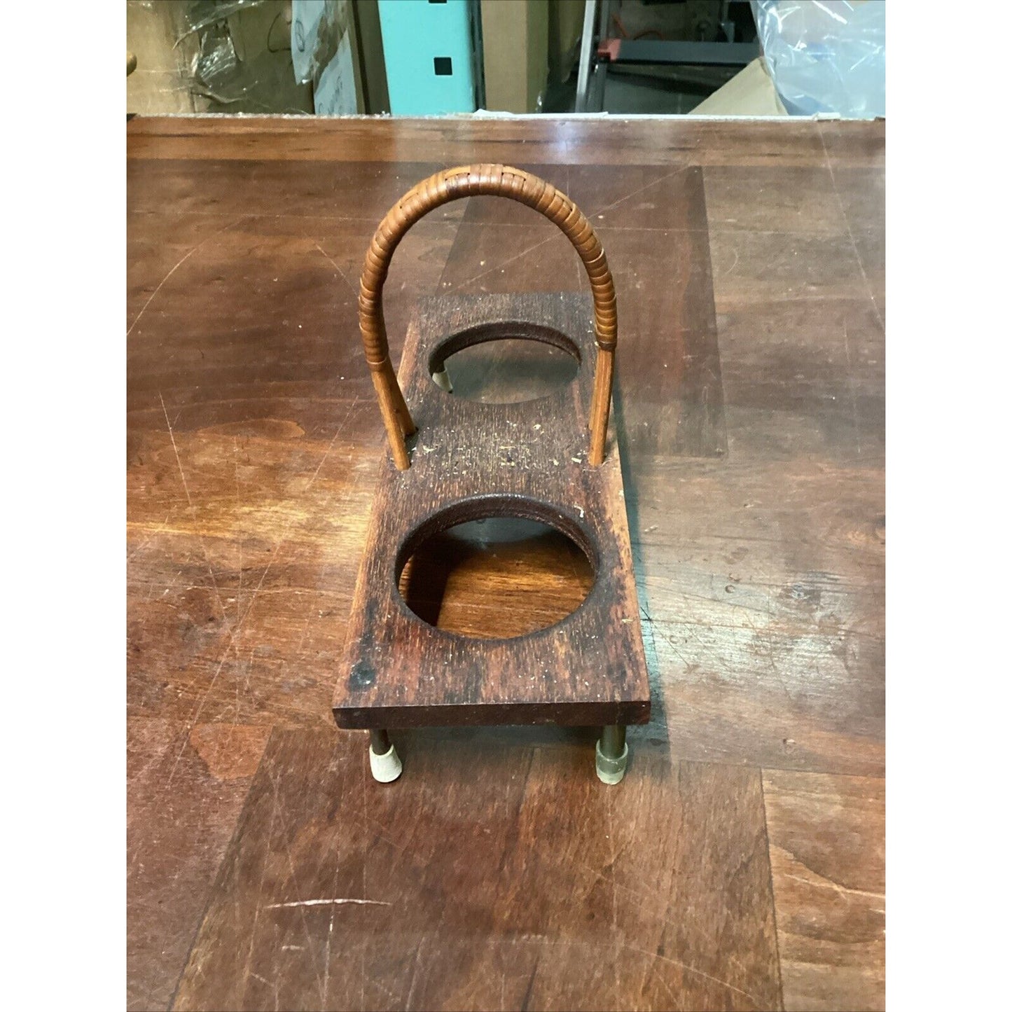 Vintage Glass Decanters With Wooden Stand/Holder