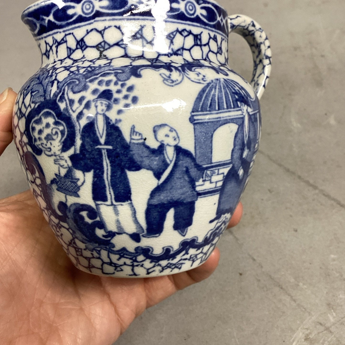 Antique English William Adams Asian Blue Creamer - Made In England - #623291