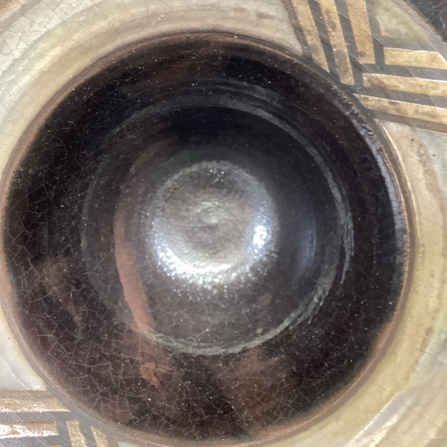 Handmade Pottery Medium Sized Geometric Shape Bowl - 8.5”D - Signed On Base