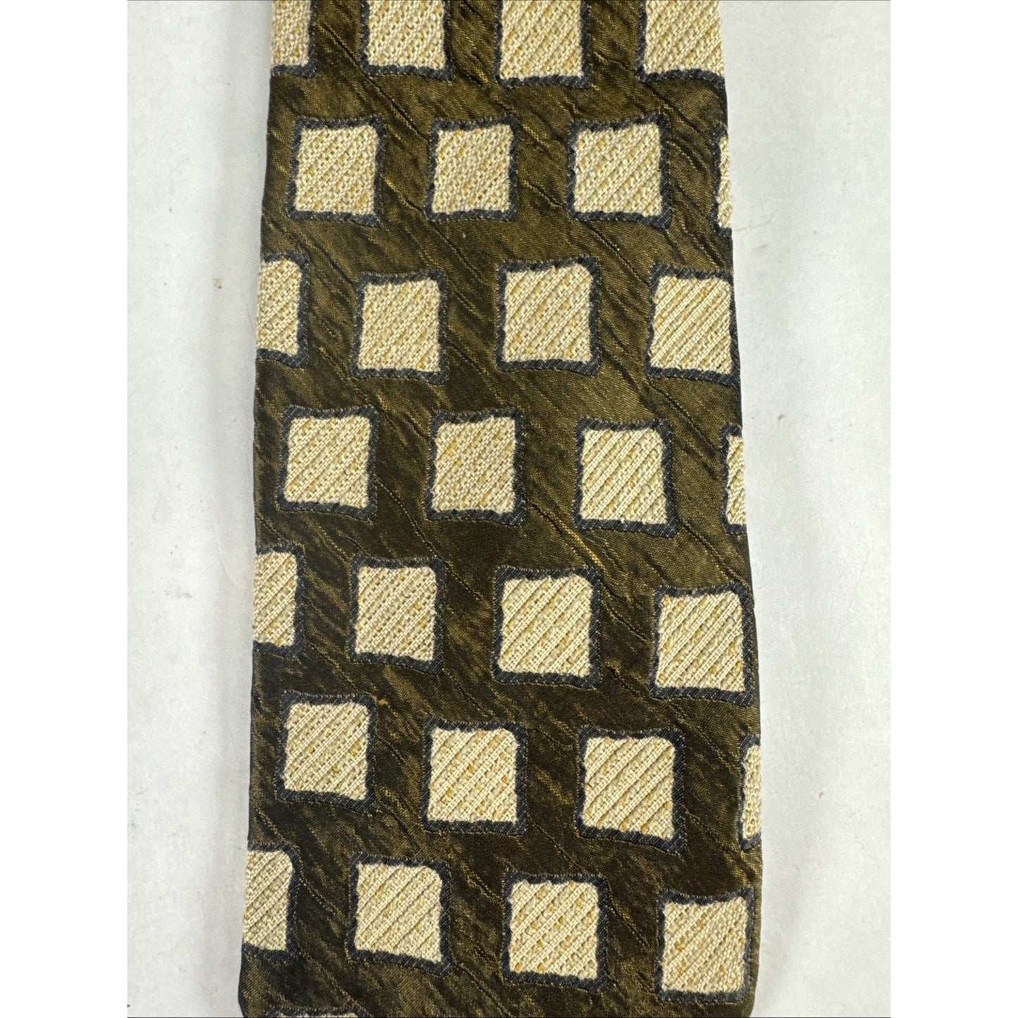 Takashimaya New York Silk Tie Necktie Italy Designer Square Brown And Beige