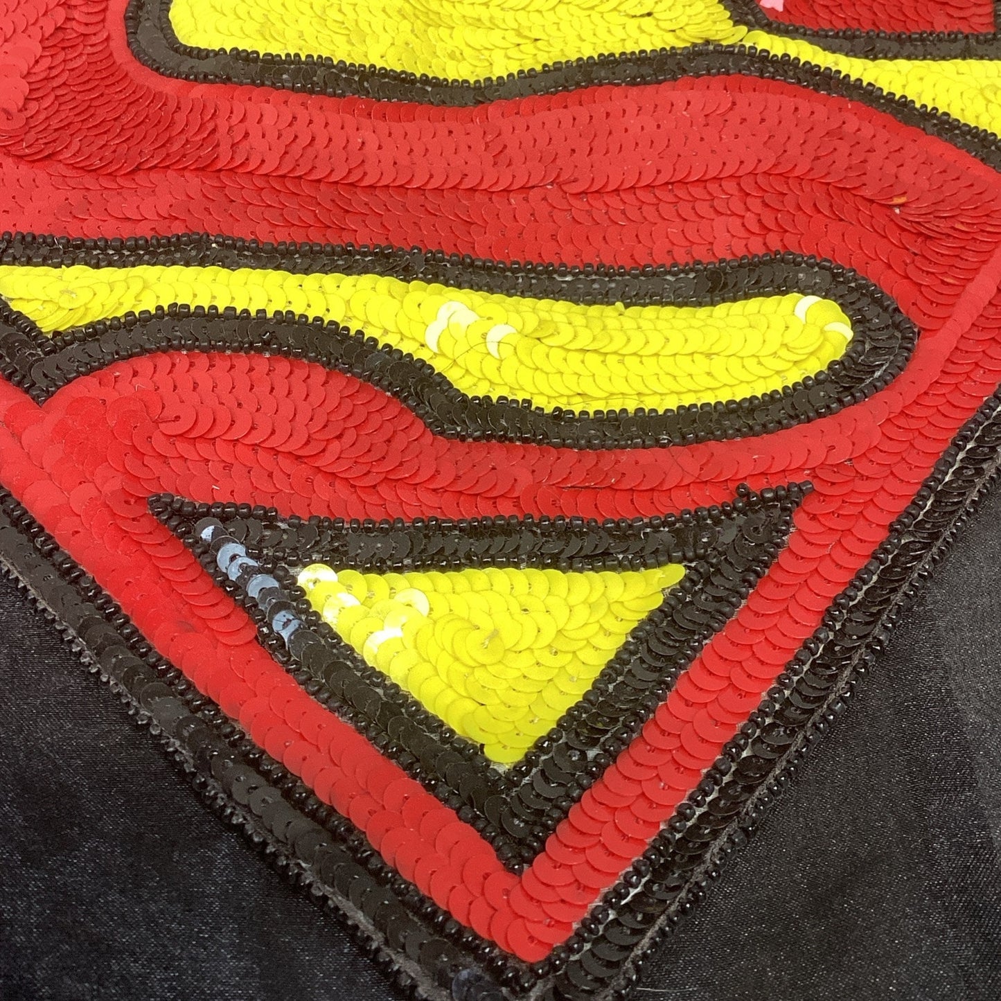 Vintage Unisex Sequin Superman Logo Polo Sheer See Through Tank Top