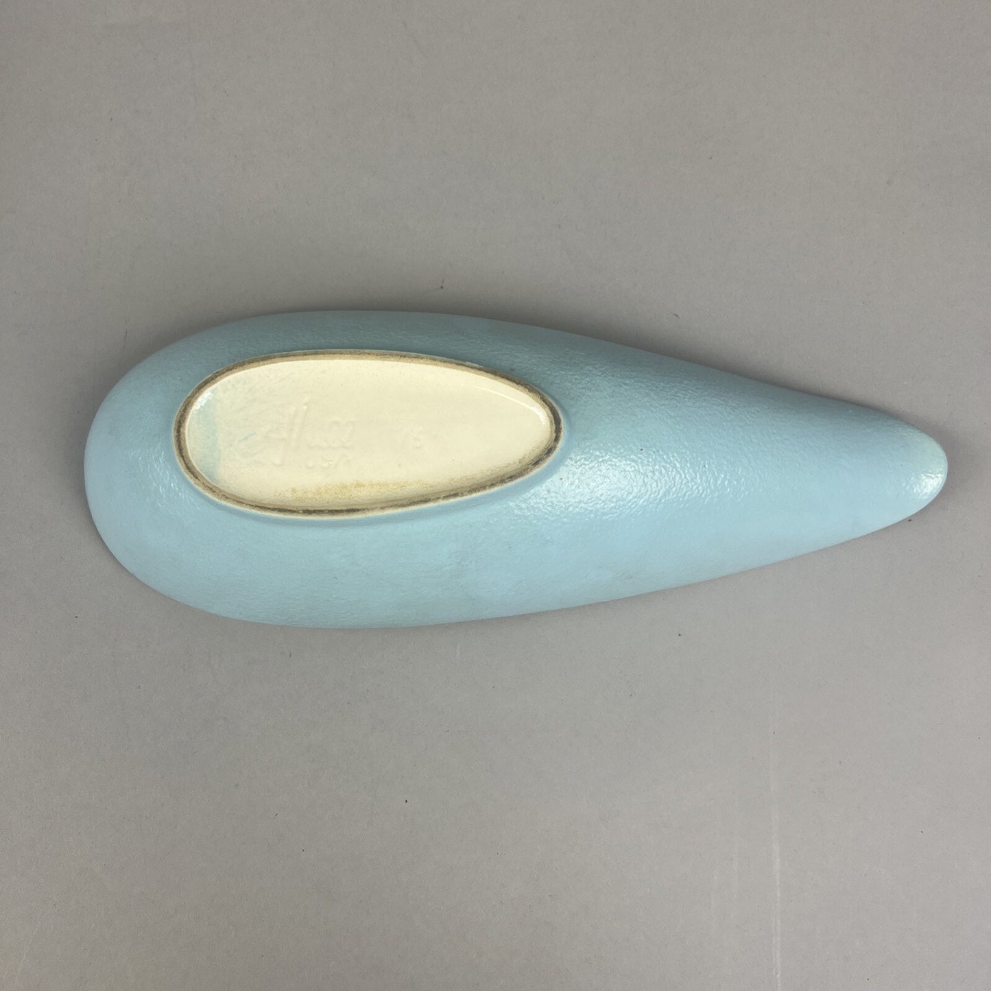 Hull Pottery 13” Gravy Boat Serving Piece Mid-Century Modern Light Blue Ceramic