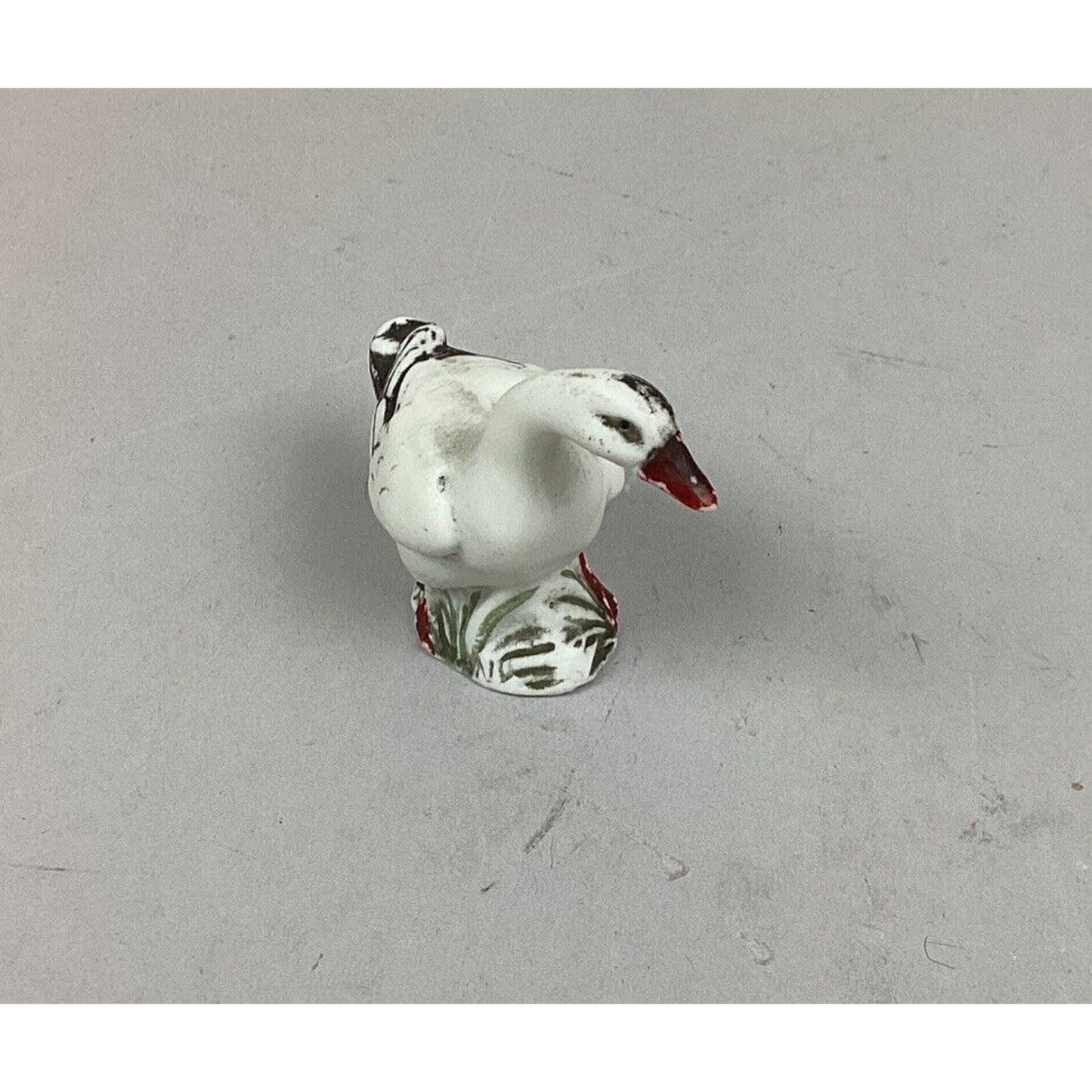 Vintage Porcelain Hand Painted Miniature Goose Figurine Standard Gauge - 1 7/8”