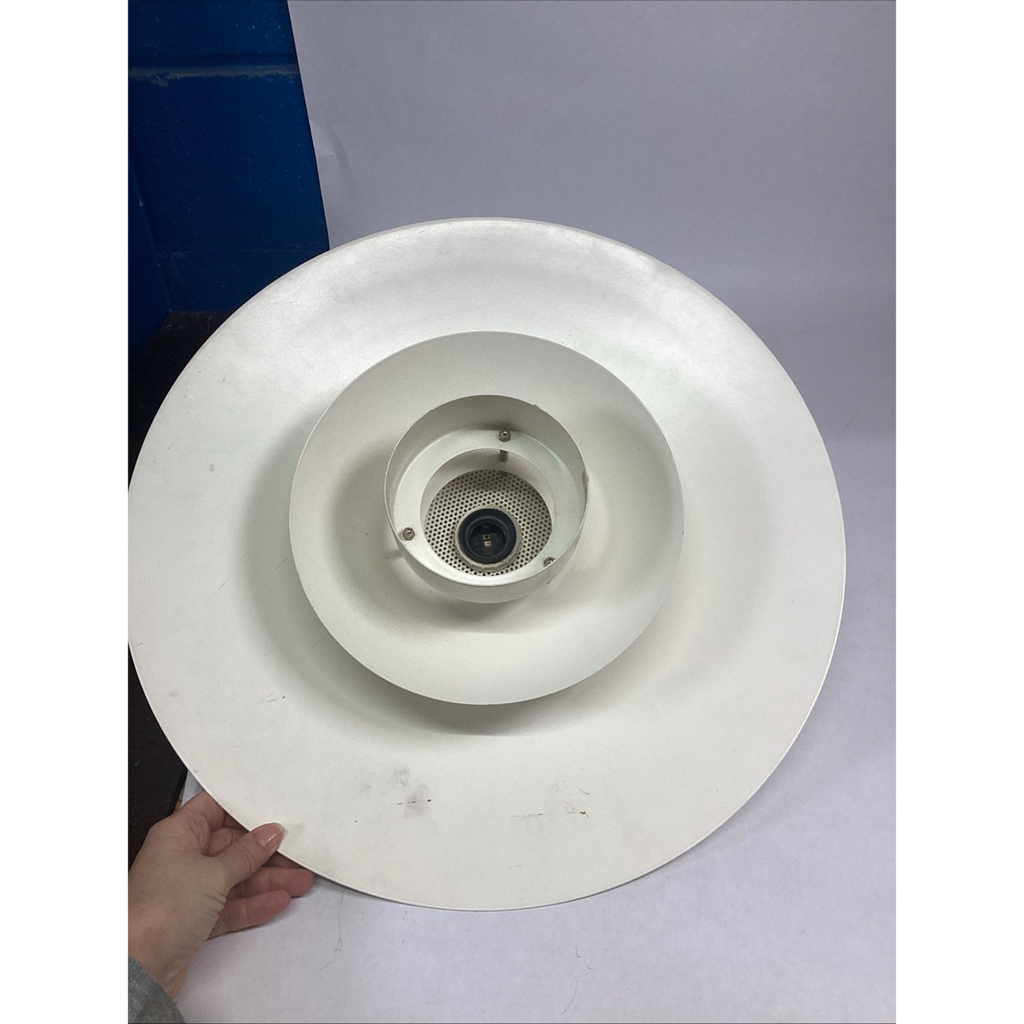 Large White Mid Century Modern Pendant Dining Table Lamp - Untested