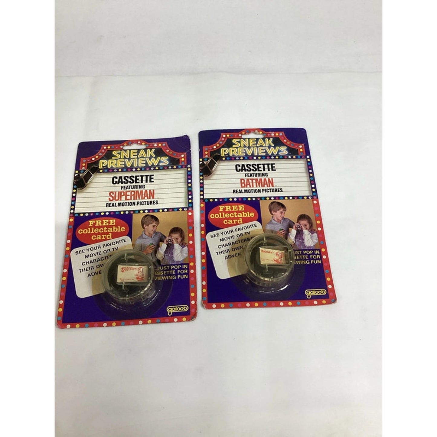 1984 Galoob Sneak Previews Cassette Superman & Batman Real Motion Pictures NOS