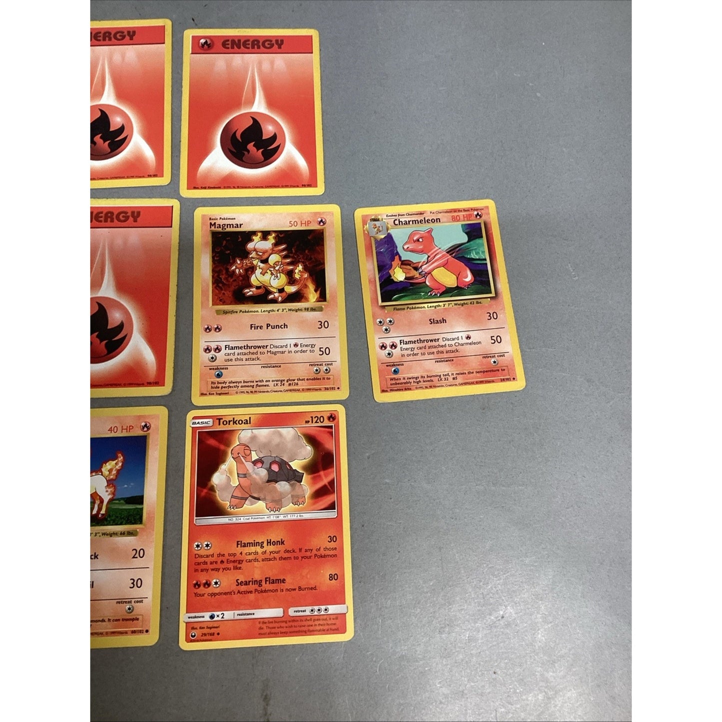 Lot Of 19 Pokémon Trading Cards - Energy, Magmar, Charmeleon, Vulpix, Torkoal