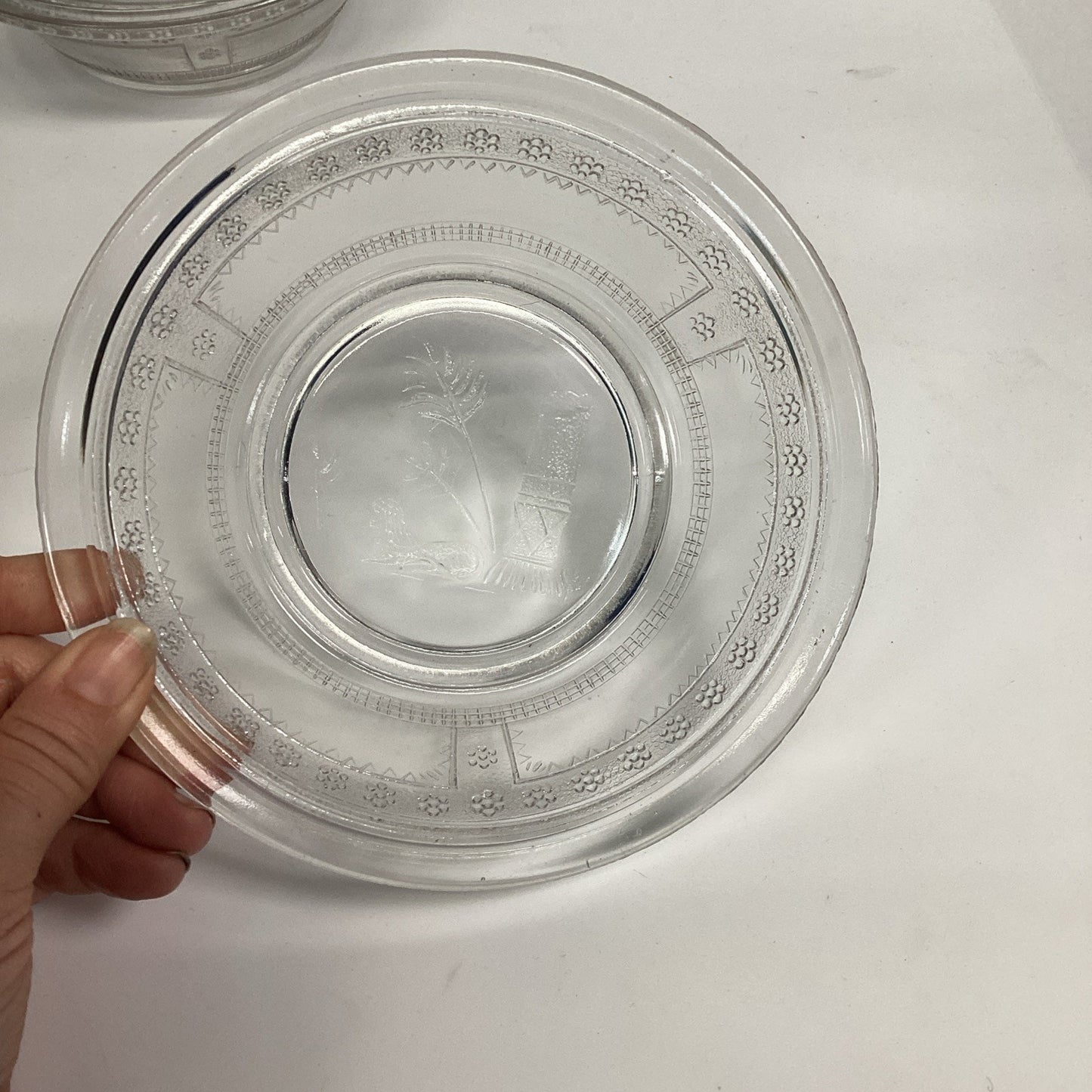 Antique 1880’s Egyptian Pattern Pressed Glass Soup or Cereal Bowls