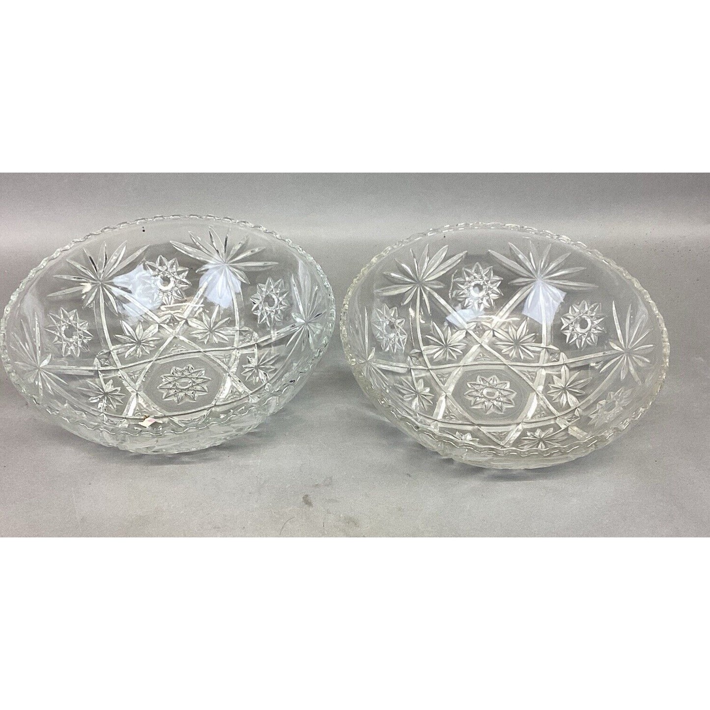 Set Of 2 Vintage Anchor Hocking Star Of David Glass Salad Fruit Bowl