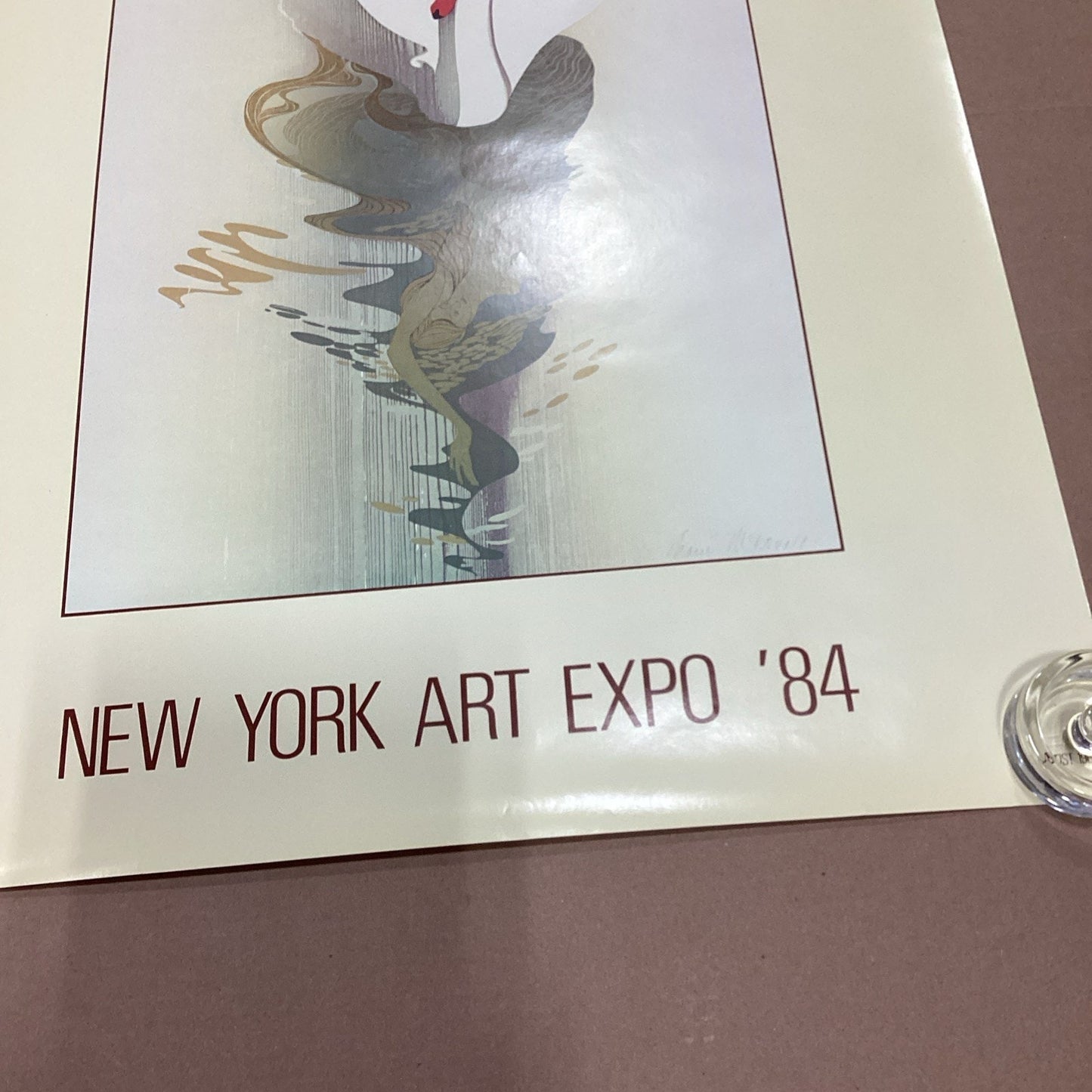Marci McDonald New York Art Expo 1984 Signed Swan Poster - 36x23.75”