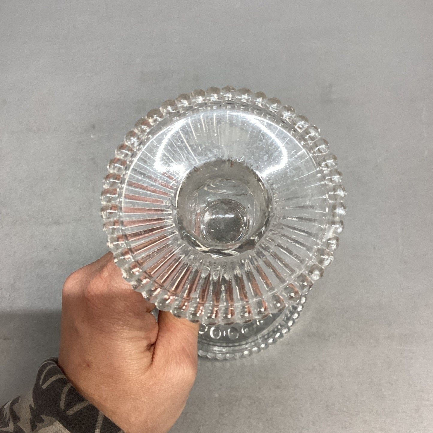Elegant Antique Bayel Louis XV Candlestick 8.5" Clear Pressed Glass