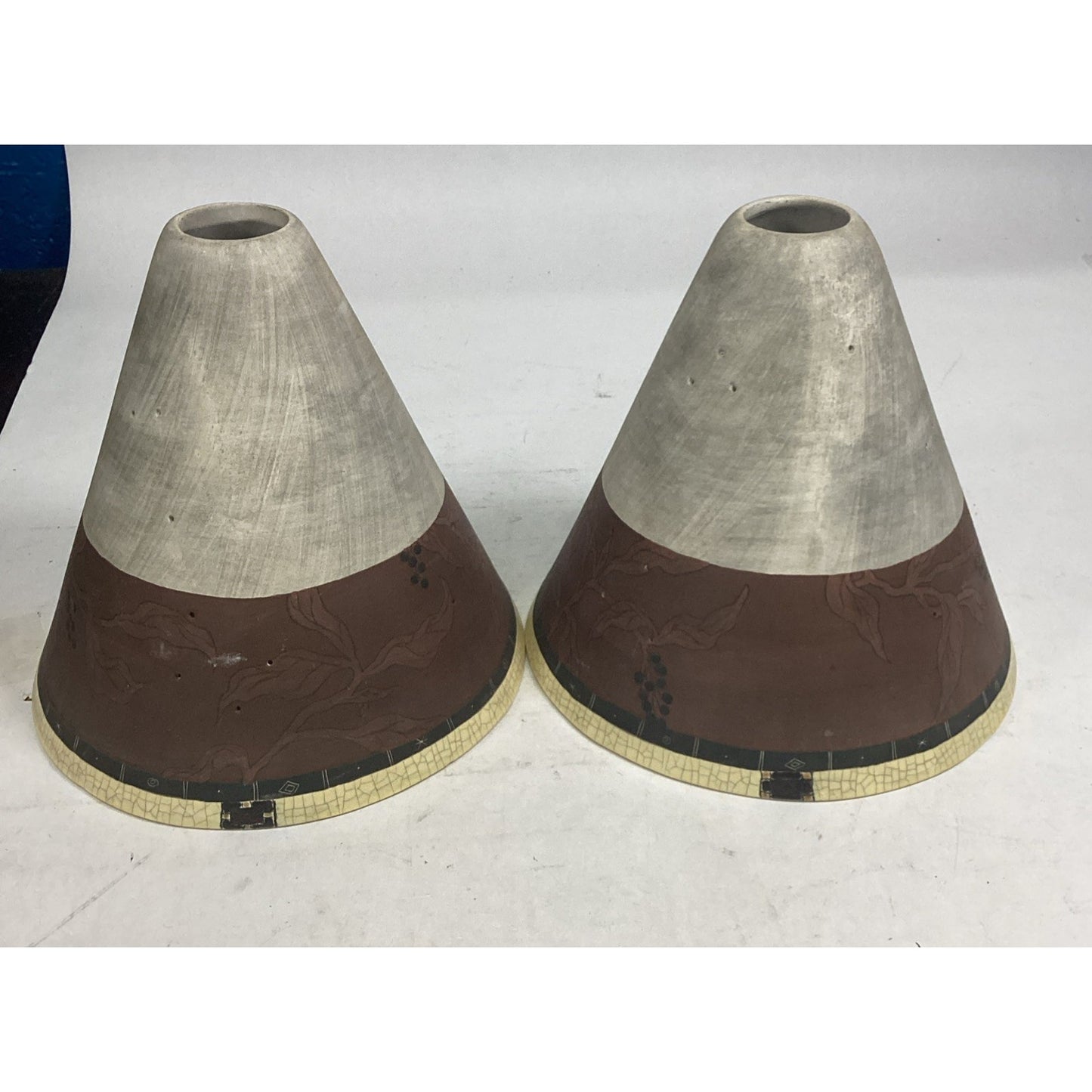 Set of 2 Studio Art Pottery Lamp Shades - 7.75”Hx8”D