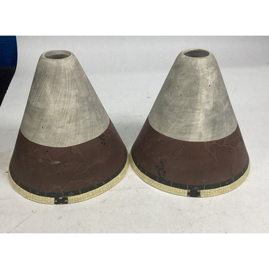 Set of 2 Studio Art Pottery Lamp Shades - 7.75”Hx8”D