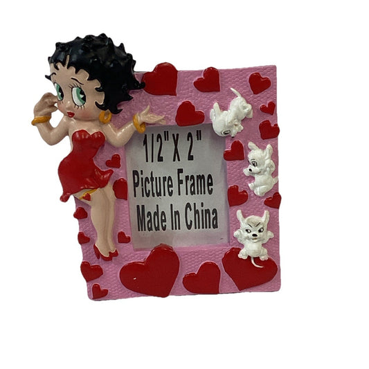 Vintage 1996 Betty Boop And Pudgy Hearts Collectible Pink Picture Frame NOS