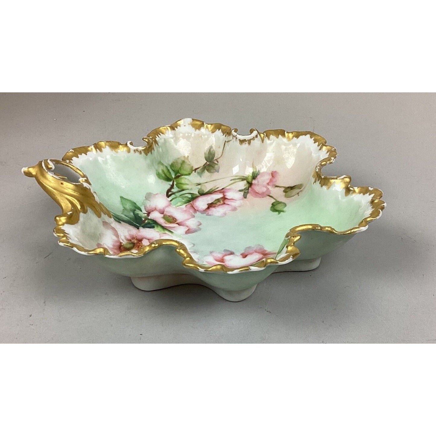 Monbijou Porcelain Floral Vegetable/Serving Bowl W/ Scalloped/Gold Edges - 8.5”