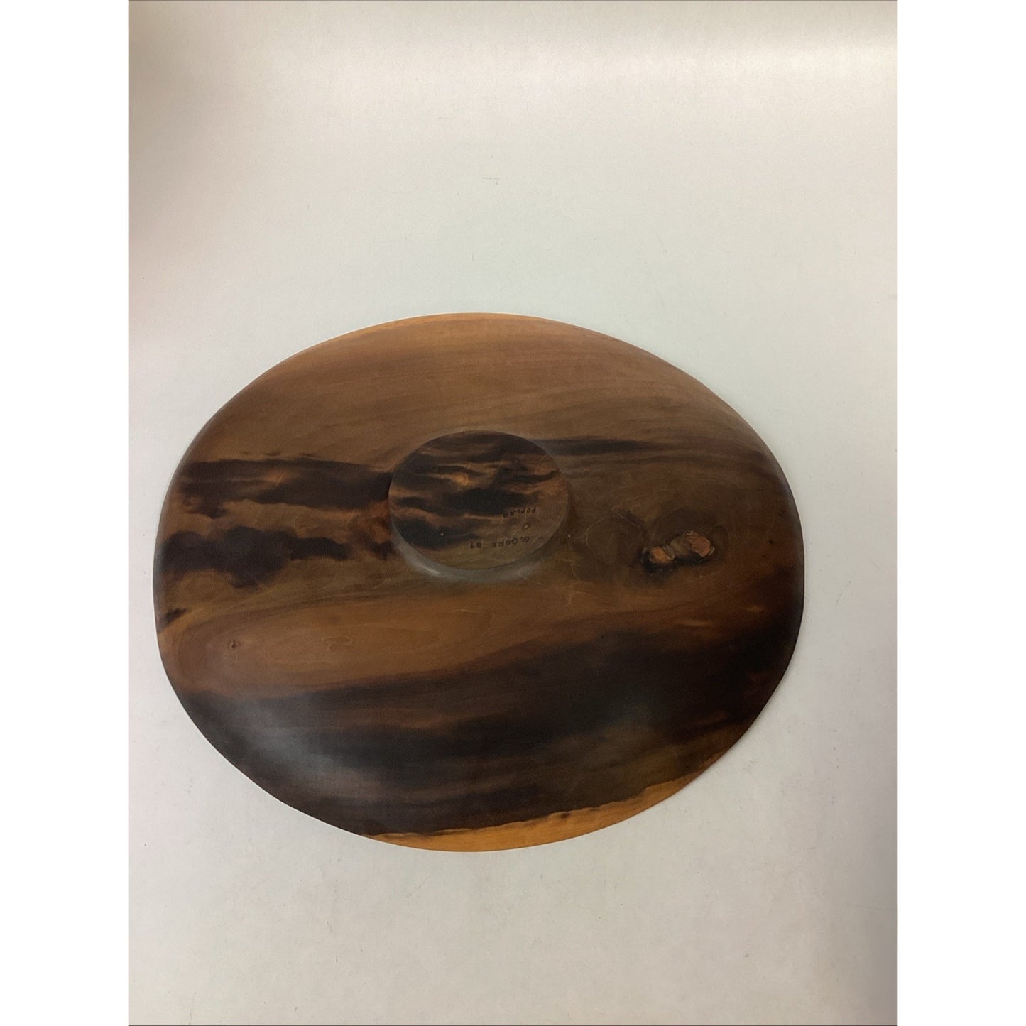 1989 Poplar Wood Round Tray And 3 Gilt Decorative Chargers