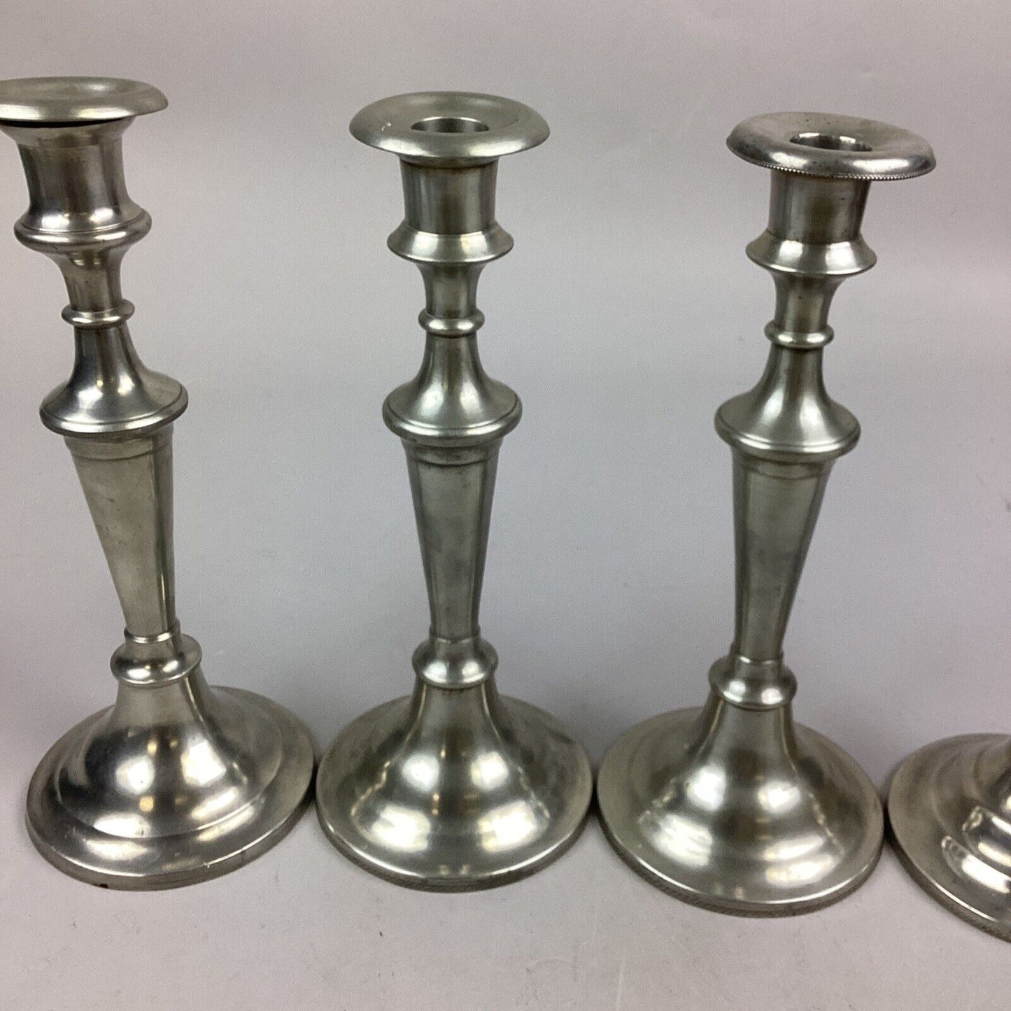 Set Of 4 Silver Plated Candlestick Holders - 10.5”