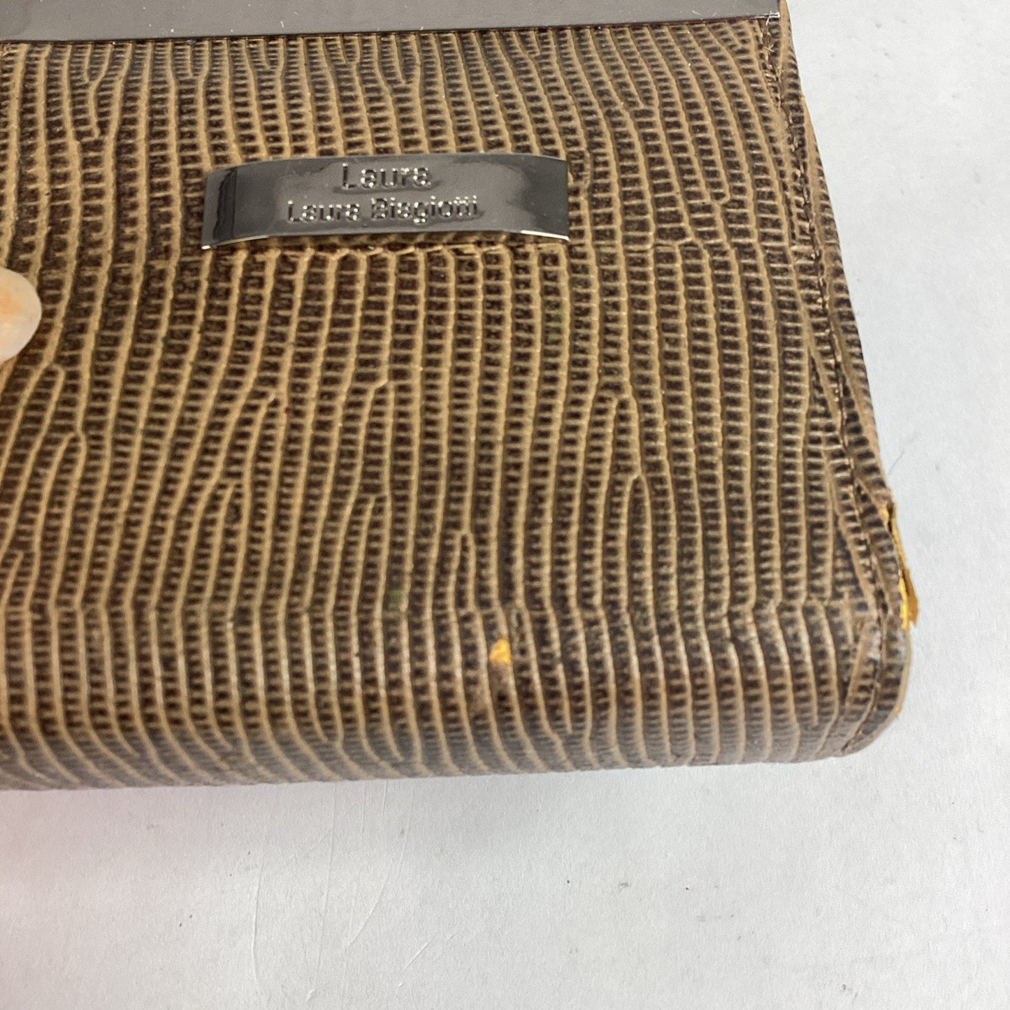 Laura Biagiotti Coin Purse Wallet Genuine Leather Reptile Pattern Italy