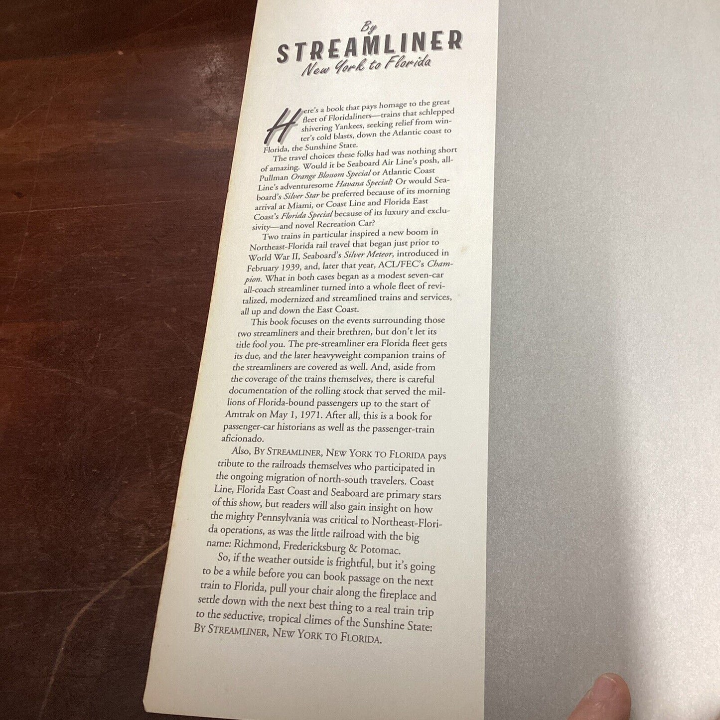 By Streamliner New York to Florida by Joseph Welsh Soft Cover 1994 - 144 pages