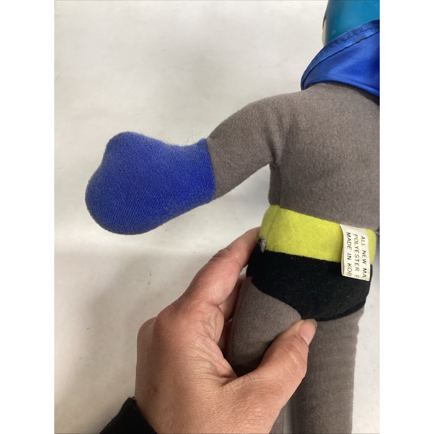 Vintage 1960's-1970's 13.5" Batman Plush Doll W/ Hard Plastic Face Window Cling