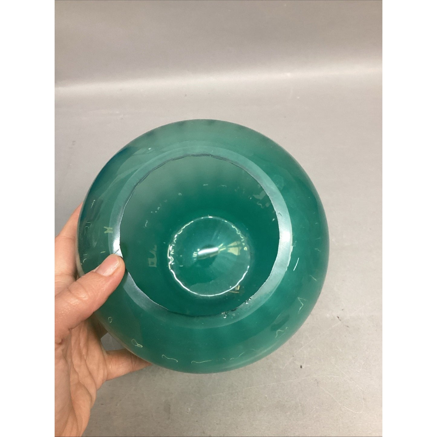 Sea Foam Green Glass Swirly Vase - 7”H
