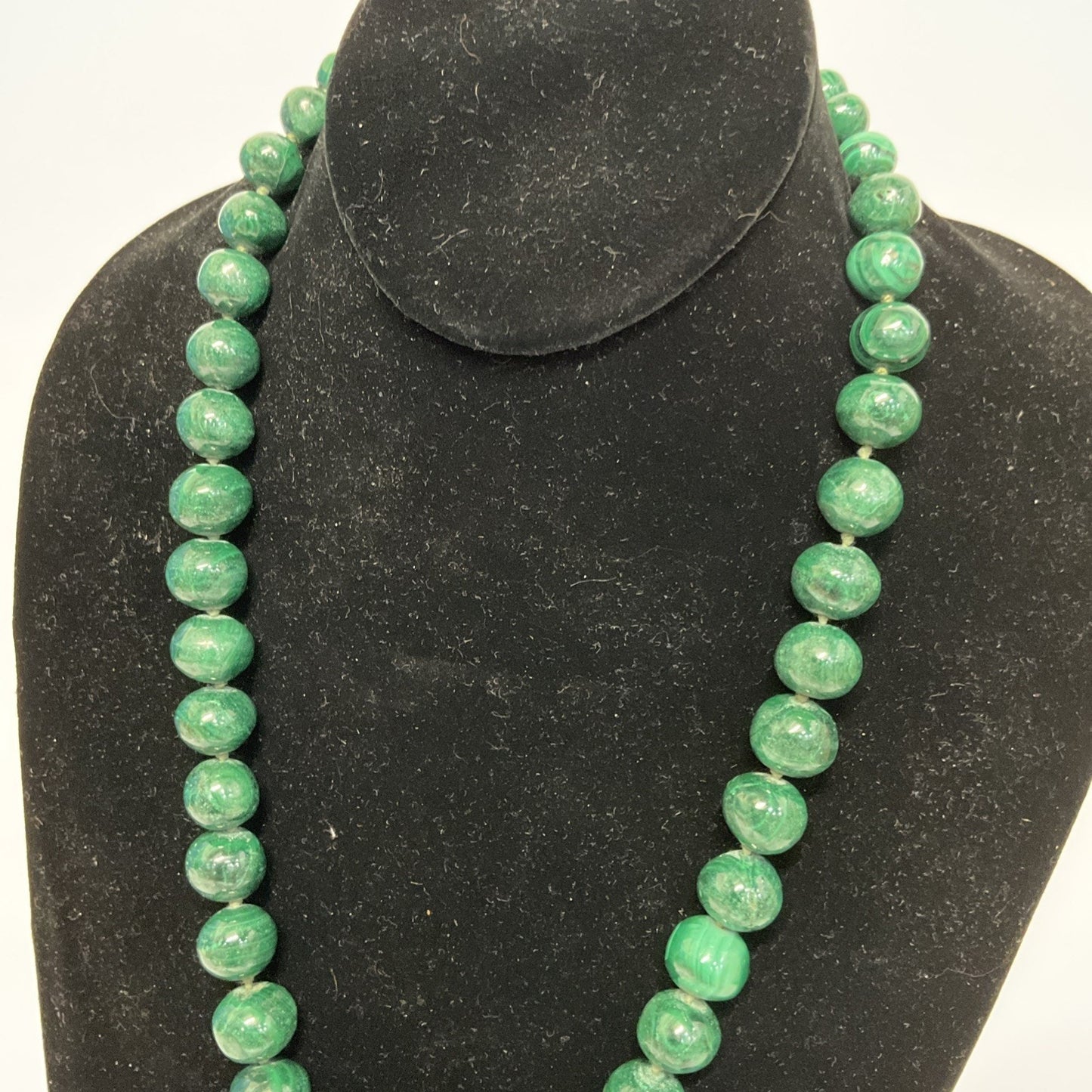 Natural Malachite Graduated Bead Necklace Genuine Green Gemstone Strand