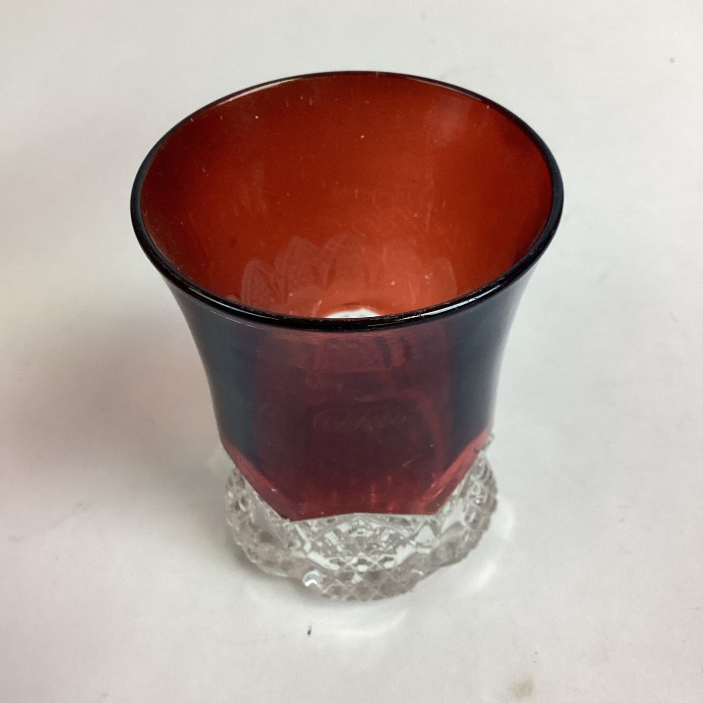 Set Of 4 - Antique Ruby Red Glass Creamer, Tumbler And Mugs