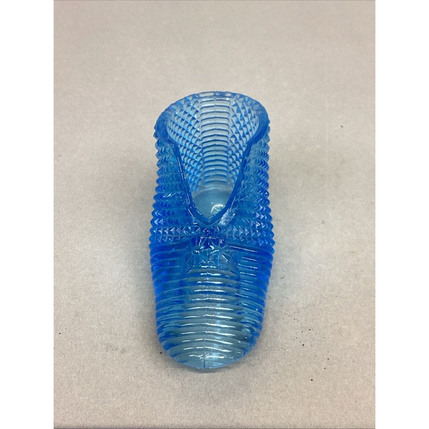 Vintage Fenton Vaseline Glass Blue Baby Slipper Figurine