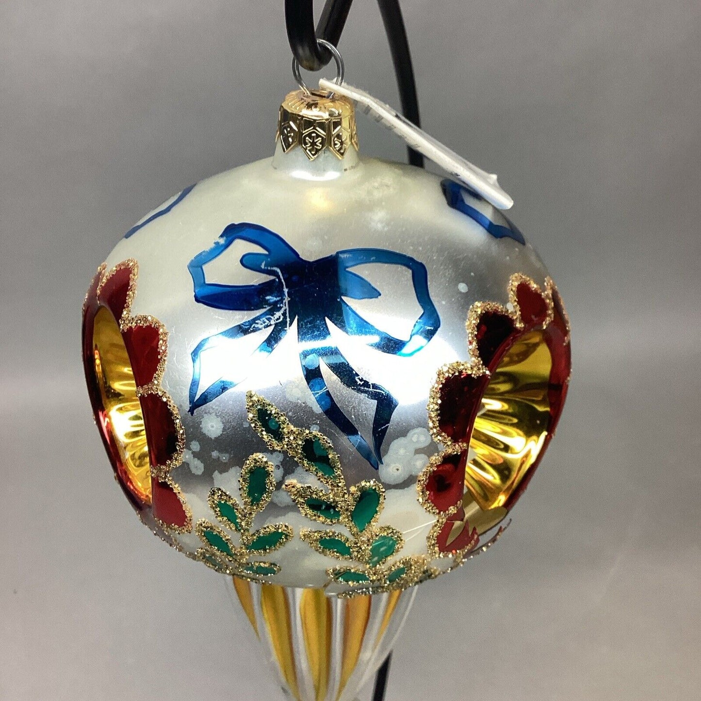 Christopher Radko Triple Reflector Glass Christmas Ornament - 8” - Damaged