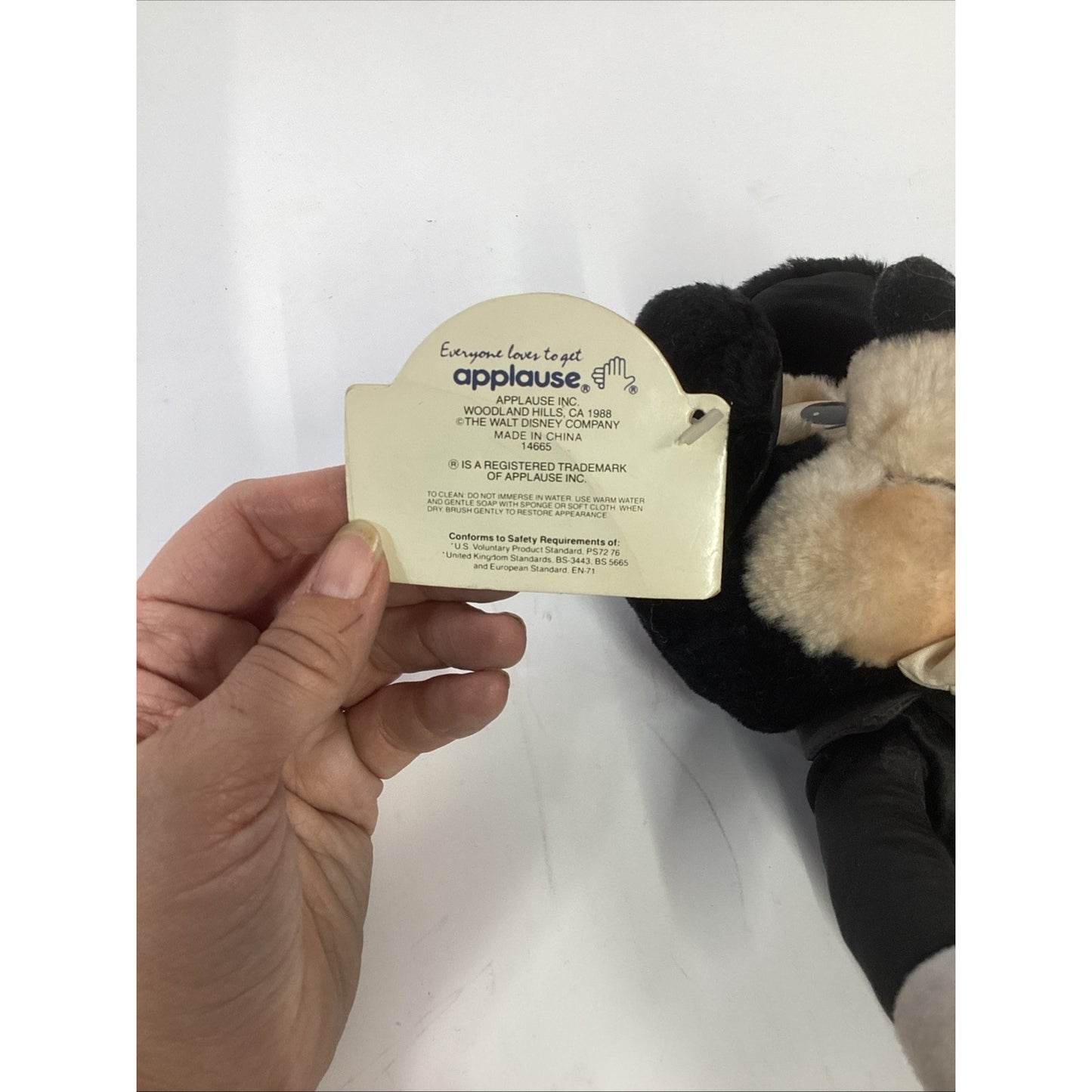 Disney 10” Mickey Mouse Tagged 60th Anniversary Black Tuxedo Plush Applause NOS