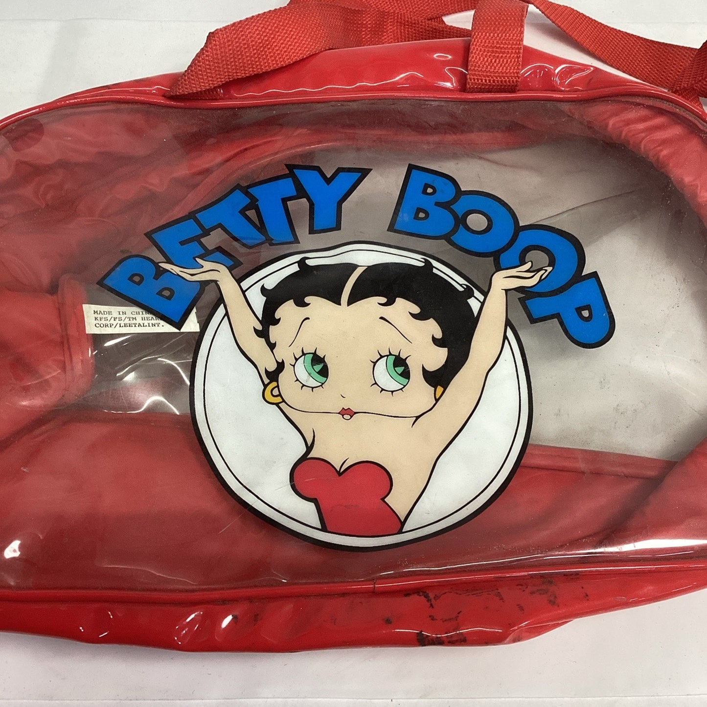 Vintage Betty Boop Clear Duffel Bag W/ Hand Straps And Shoulder Strap