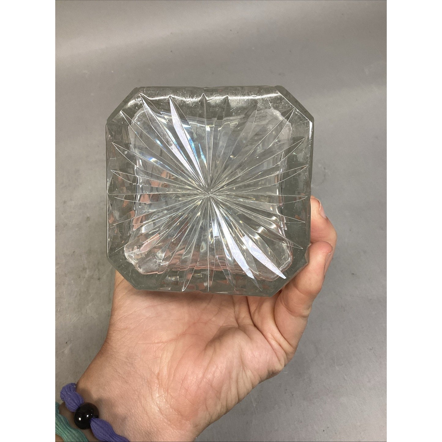 Vintage Heavy Lead Crystal Decanter With Stopper - 10”H