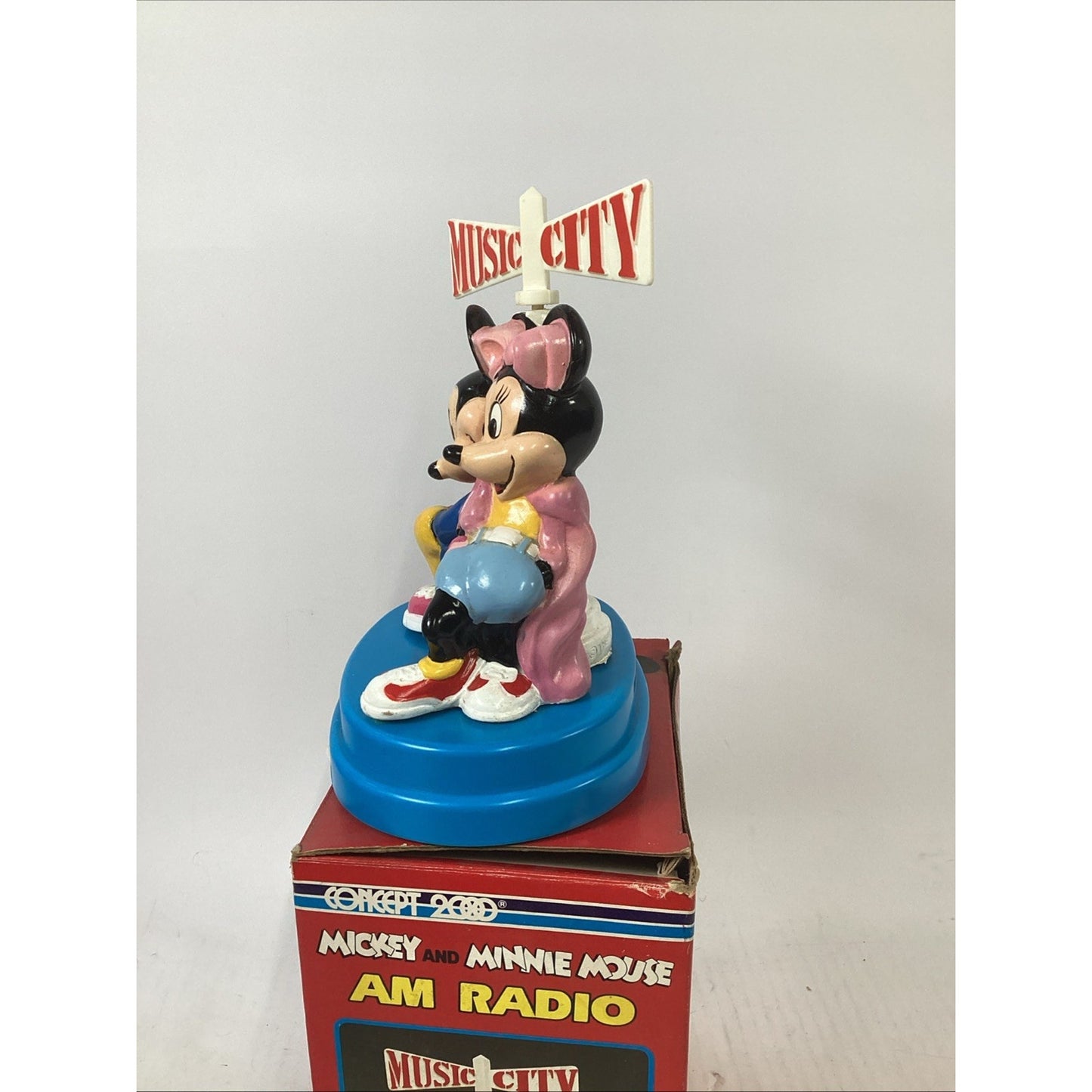 Vintage Mickey Minnie Mouse AM Radio 3D Figures Music City Tested & Works