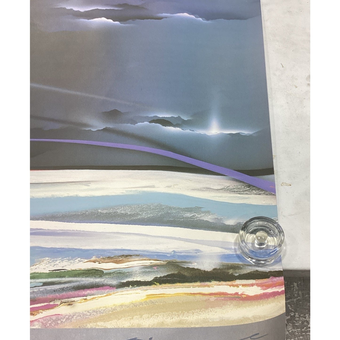 Vintage 1986 Elba Alvarez Abstract Art Stormy Skies Poster Print - 58x38”