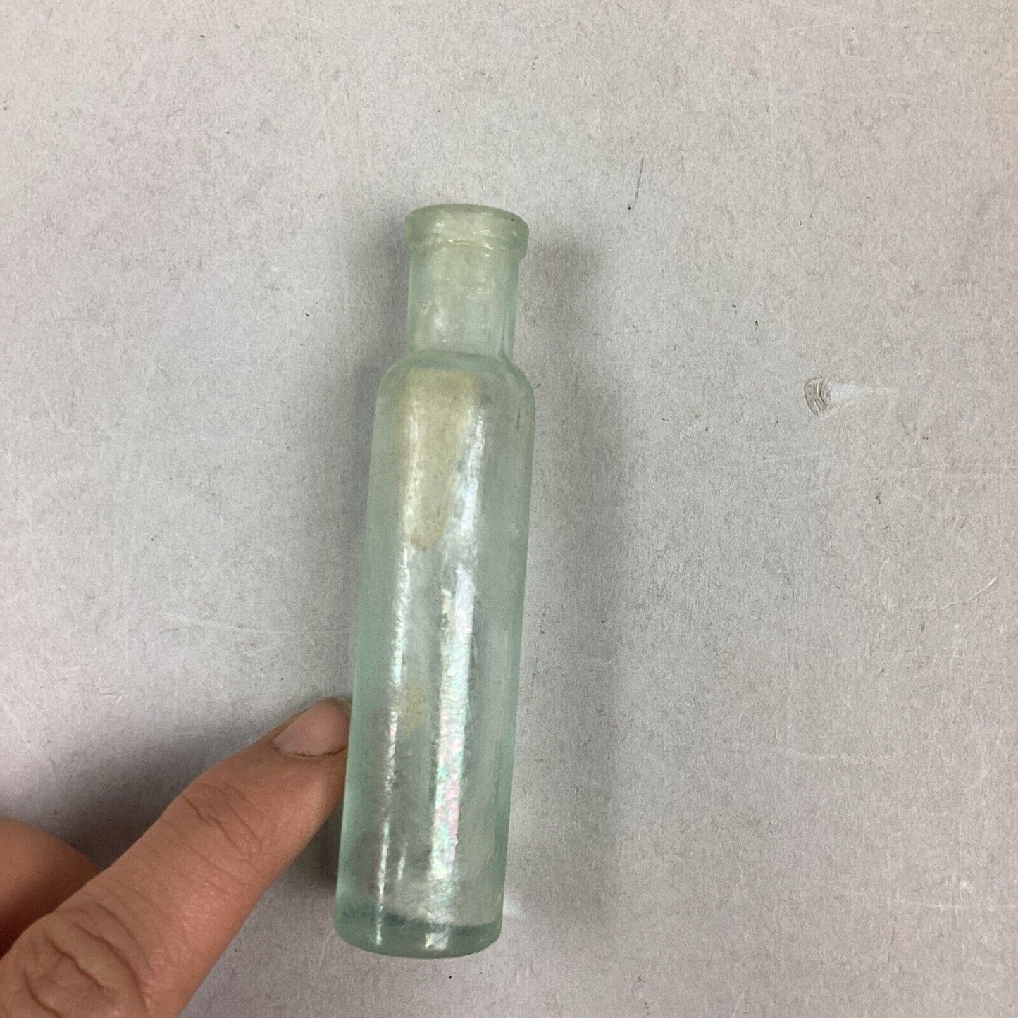 Antique Small Green Glass Bottle Apothecary - 3.5”H