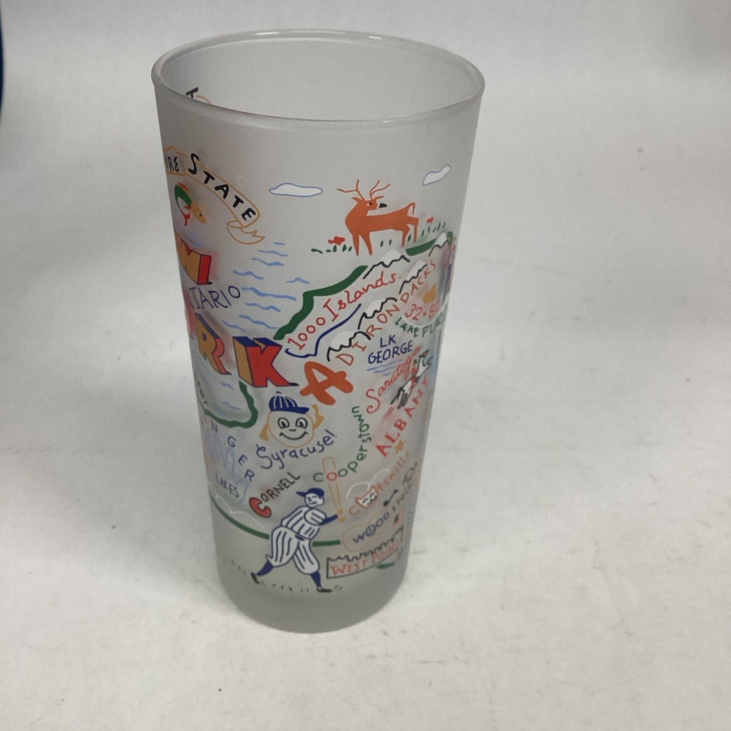 Set Of 3 Catstudio New York Frosted Glass Tumblers - Made In Thailand