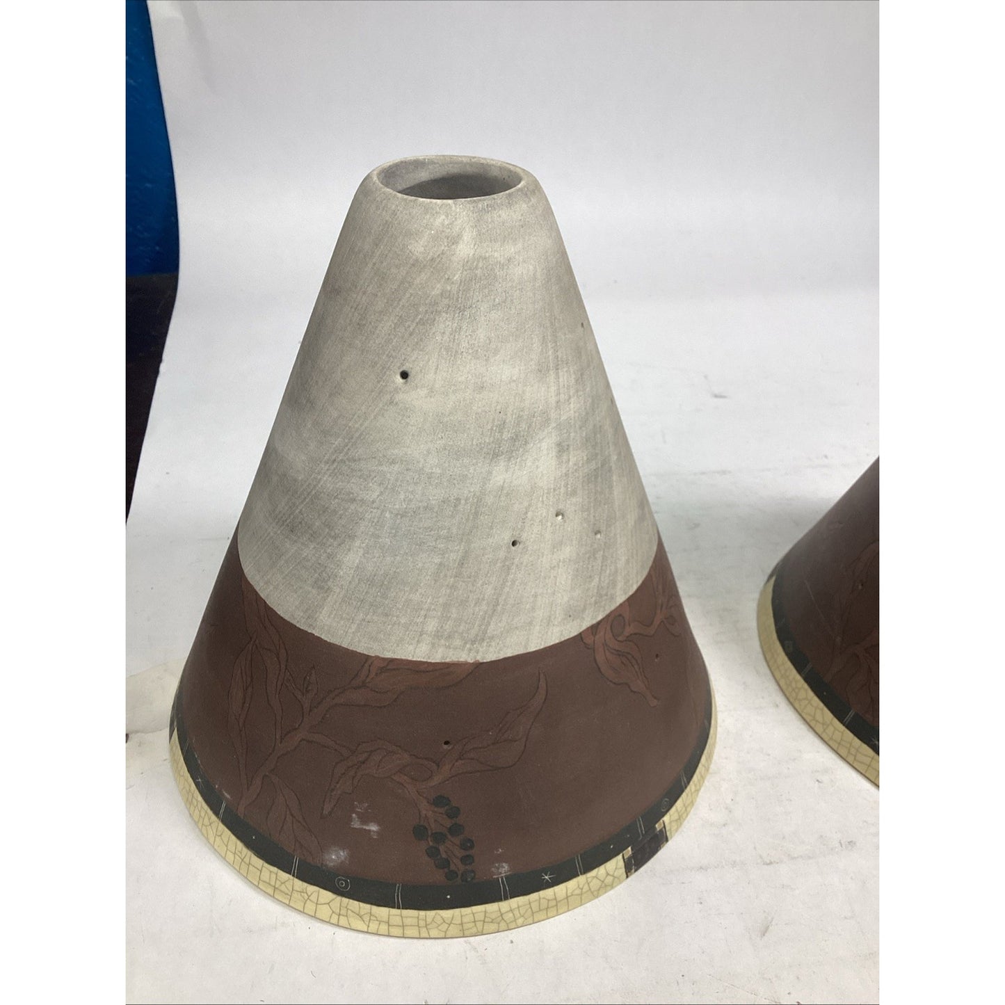 Set of 2 Studio Art Pottery Lamp Shades - 7.75”Hx8”D