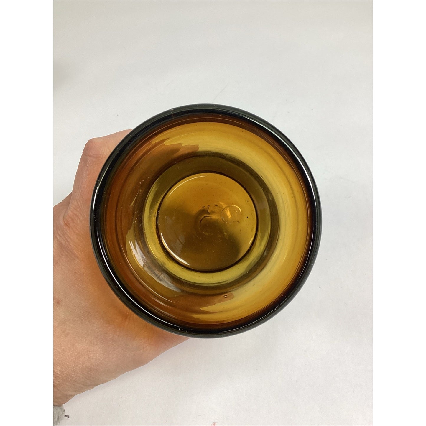 Vintage Amber Hand Blown Cocktail Drinking Glass - 4.25”H