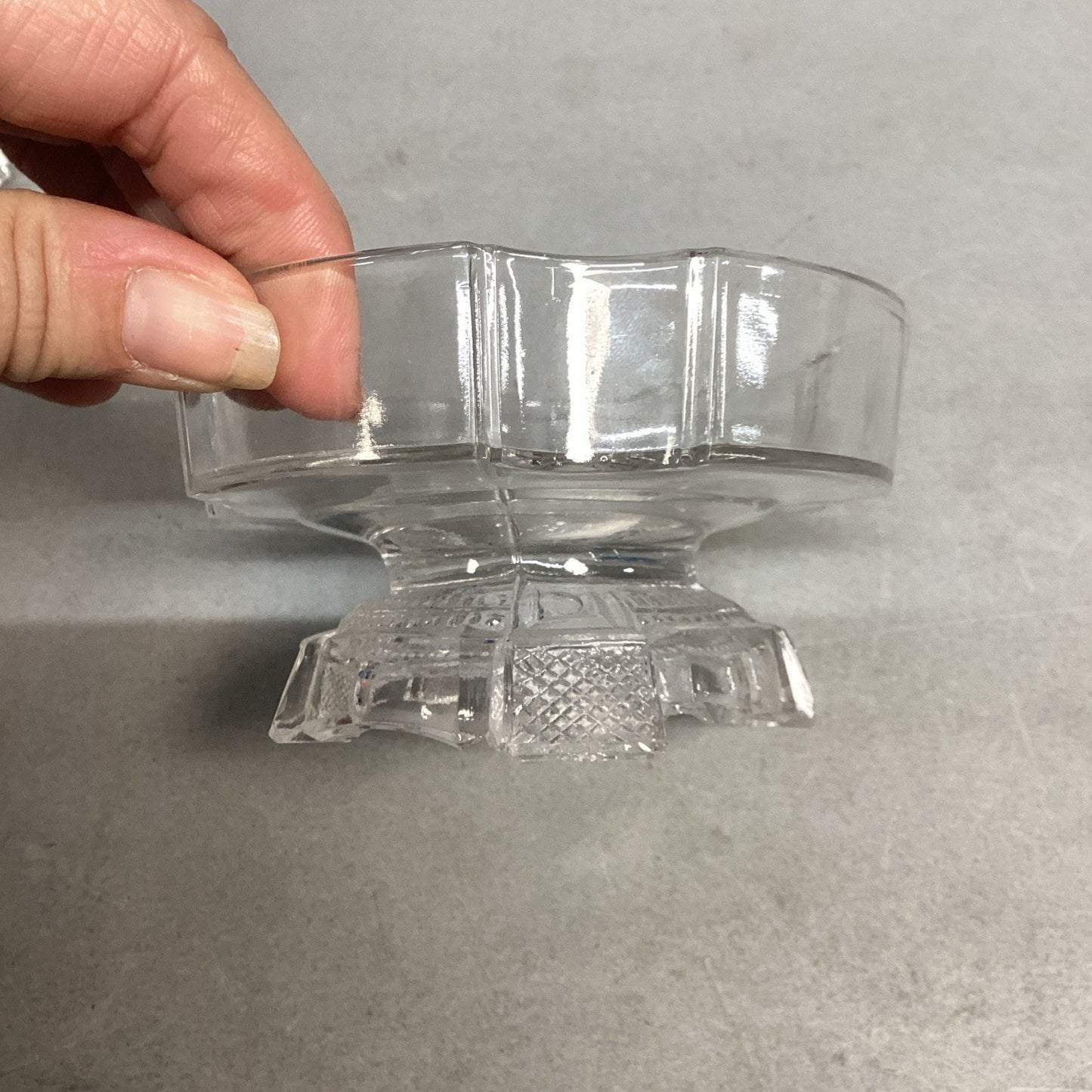 Set Of 5 Antique Duncan & Sons Celtic Cross Glass Honey/Dessert Dishes - c.1882