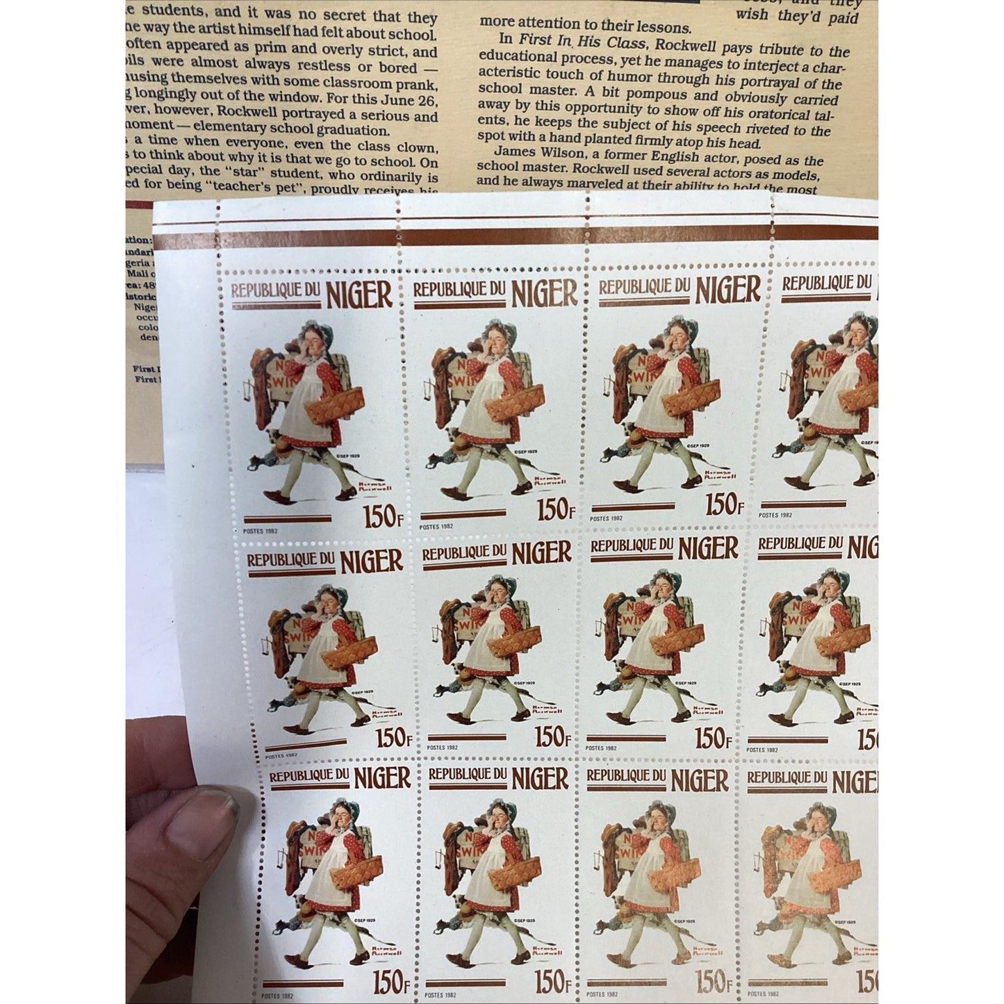 1982 Norman Rockwell Republic Of Niger Hide Your Eyes/First In His Class Stamps