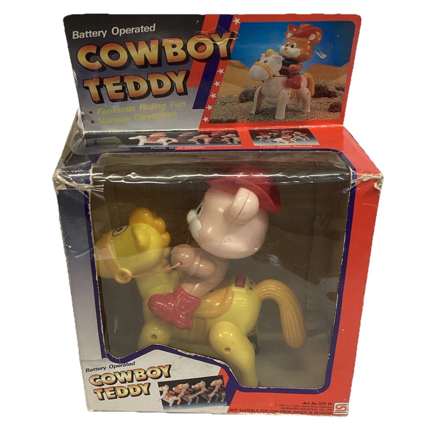 Vintage 1988 Cowboy Teddy - NOS - Battery Operated