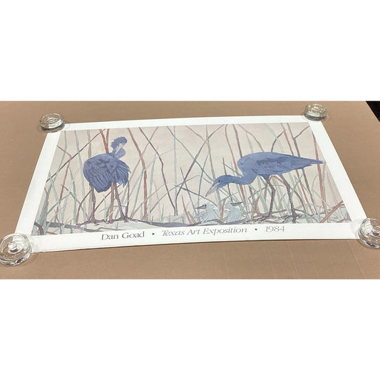 Dan Goad Blue Heron Art Poster Print - 1984 Texas Art Exposition - 33x20.25”
