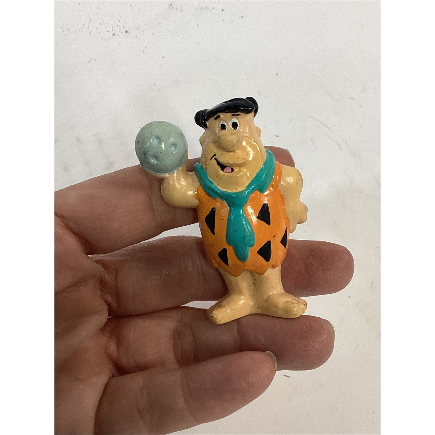 Vintage 1990 Fred Flinstone, Bam Bam And Pebbles Molded Toy Figures