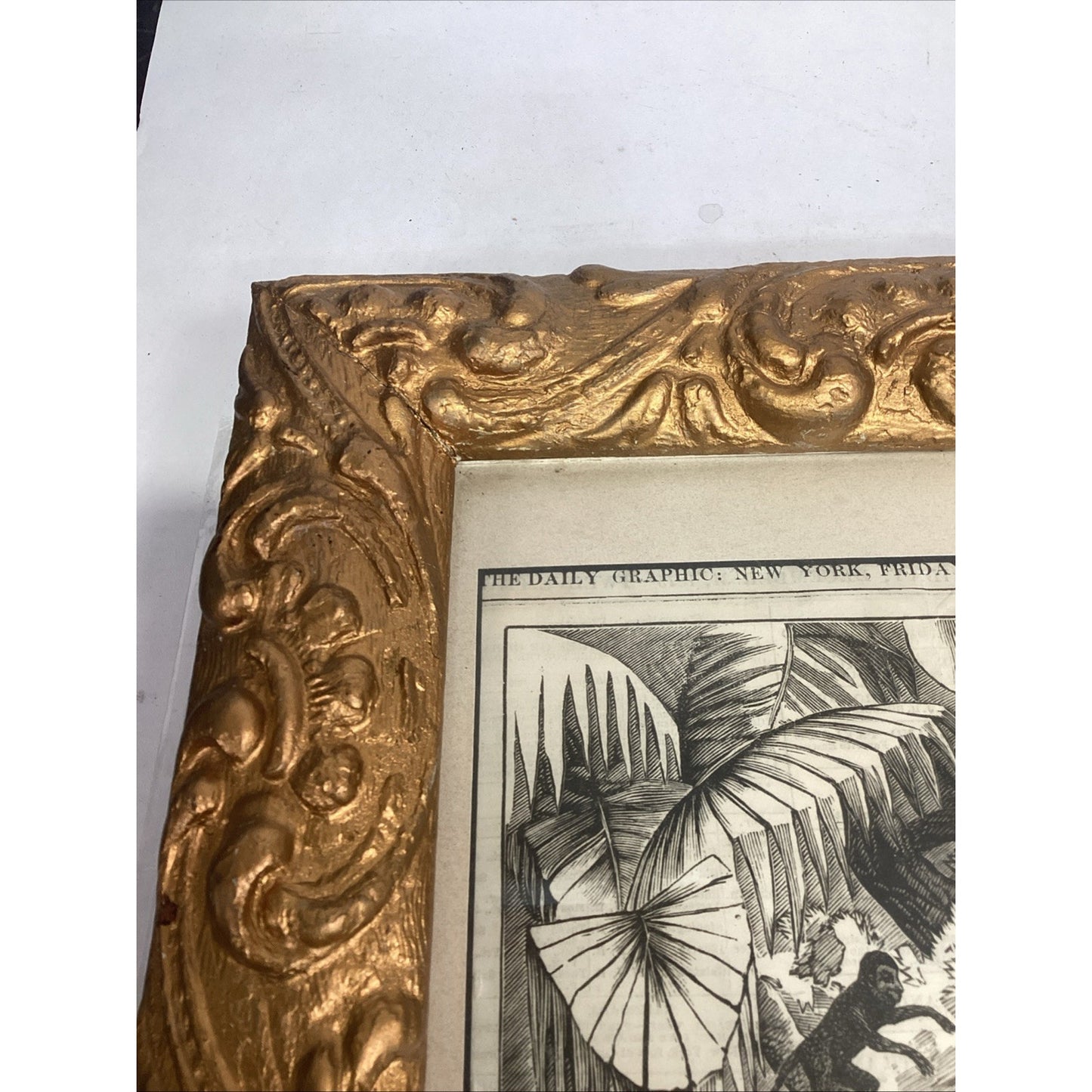 Framed Victorian Style Robinson Crusoe Theatre Poster W/ Ornate Gold Frame