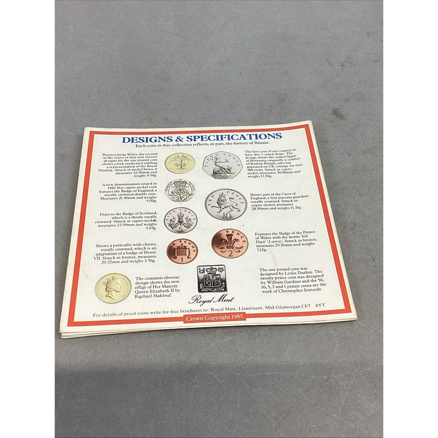 1985 Great Britain Royal Mint Brilliant Uncirculated Annual Coin Set