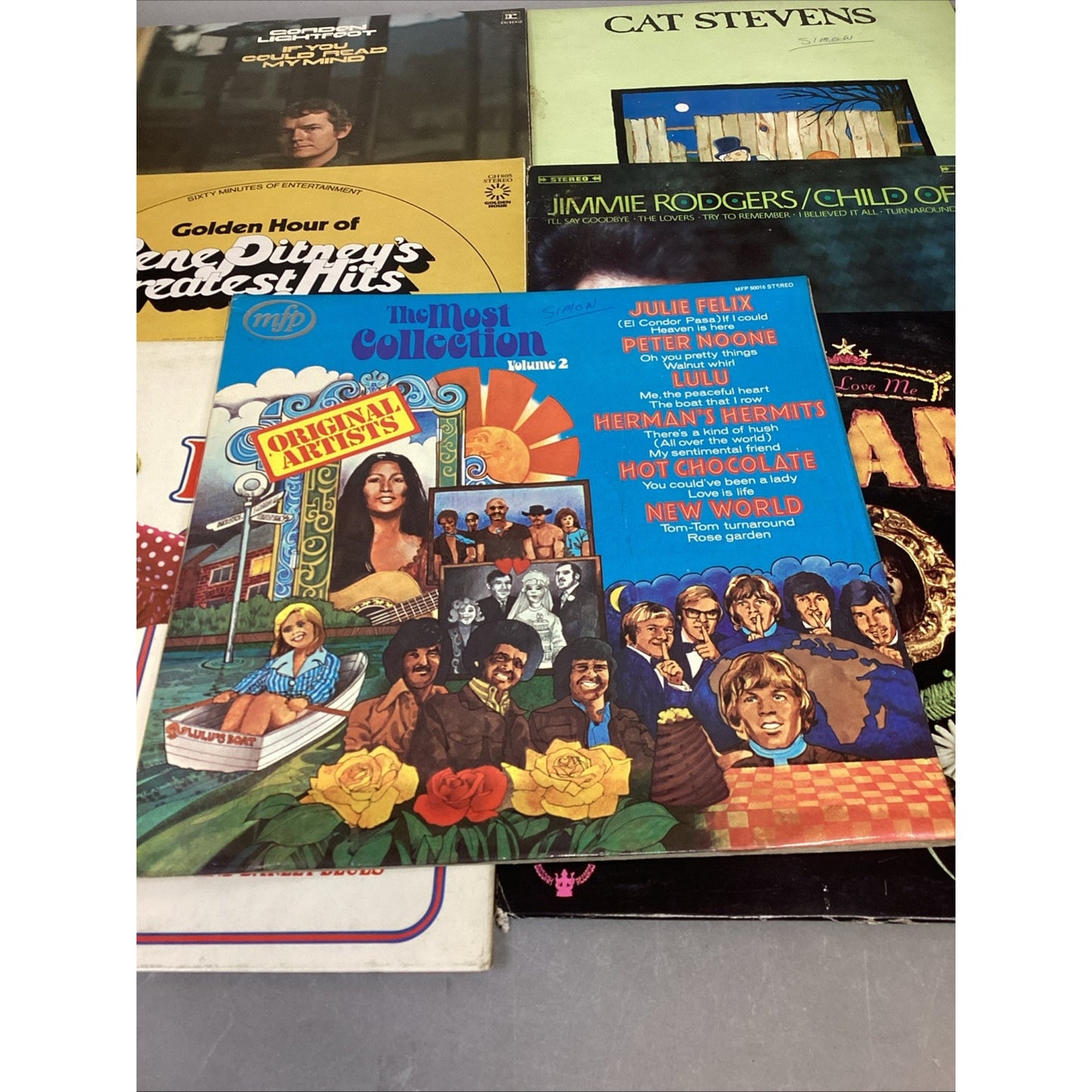 Mixed Lot Of 10 Vintage LP’s - Cat Stevens, Jimmie Rodgers, Gordon Lightfoot