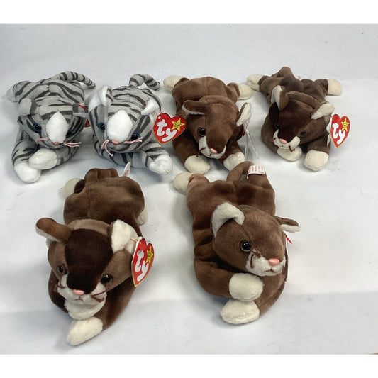 Lot Of 6 Ty Beanie Babies - Prance And Pounce Originals - New With Tags.