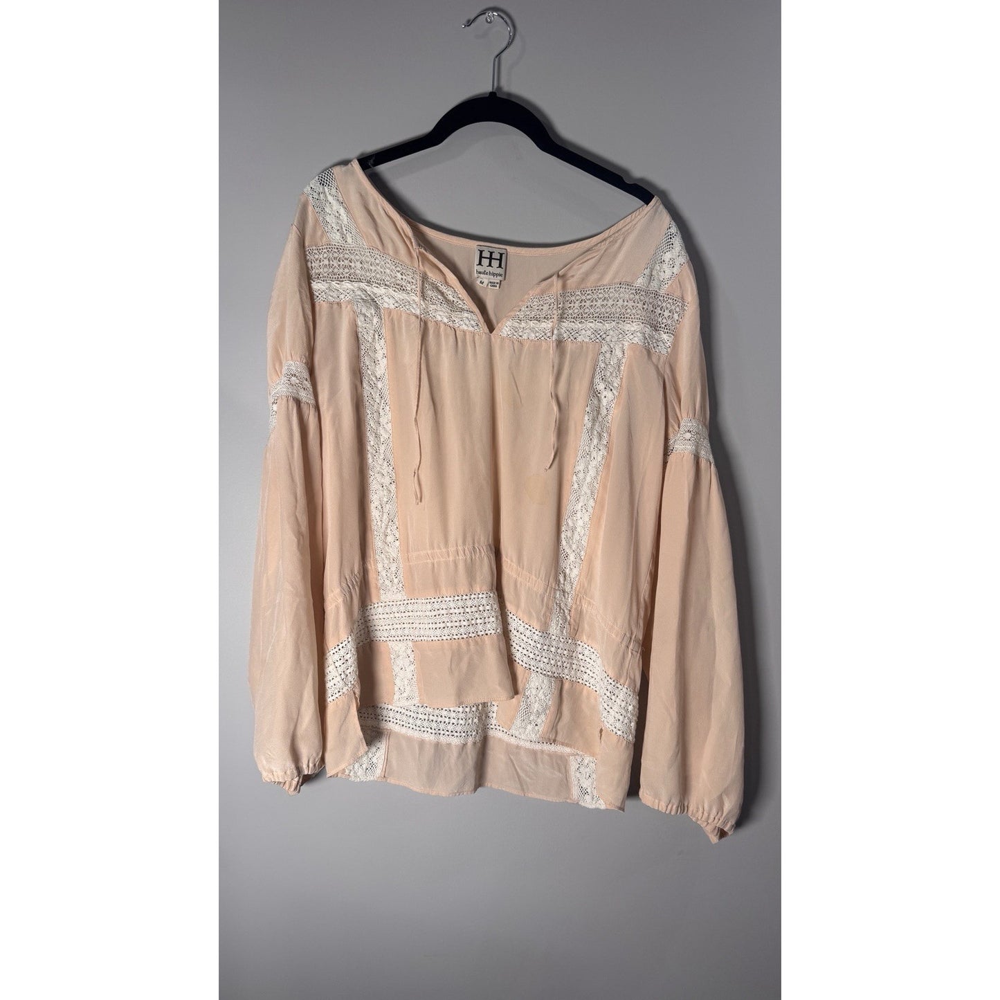 Haute Hippie Peach And Lace Blouse Shirt Size M
