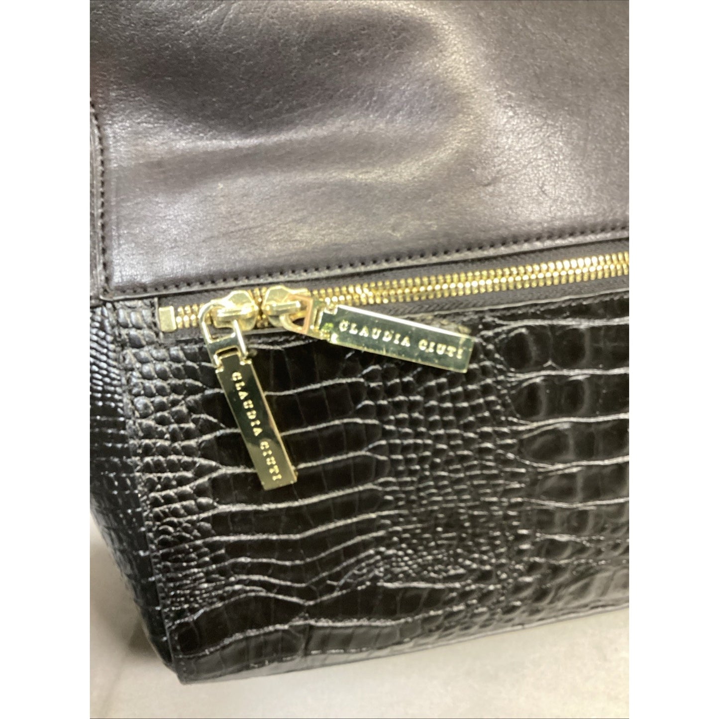 Claudia Ciuti Large Black Leather Shoulder Bag